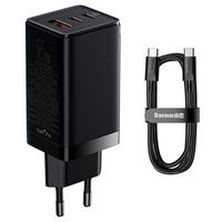Baseus GaN3 Pro Snelle Oplader met USB-C Kabel - 1m - Zwart - thumbnail