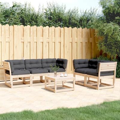 5-delige Loungeset met kussens massief grenenhout