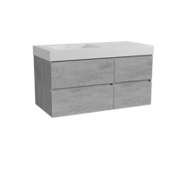 Storke Edge zwevend badmeubel 110 x 52 cm beton donkergrijs met Mata High asymmetrisch linkse wastafel in solid surface mat wit - thumbnail