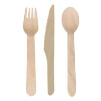 DEPA wegwerp bestek - hout - 300 delig - wegwerp - lepels - messen - vorken - 16 cm - BBQ/Verjaardag