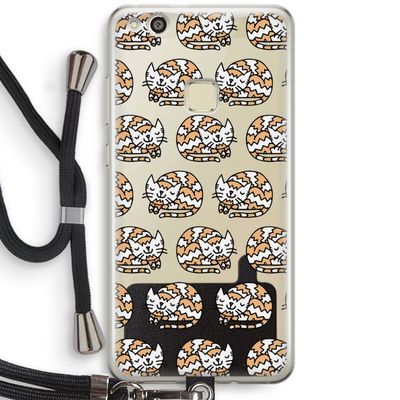 Slapende poes: Huawei Ascend P10 Lite Transparant Hoesje met koord