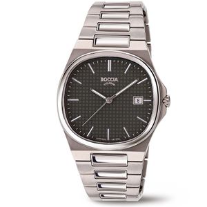 Boccia 3657-04 Horloge titanium zilverkleurig-zwart 37 mm