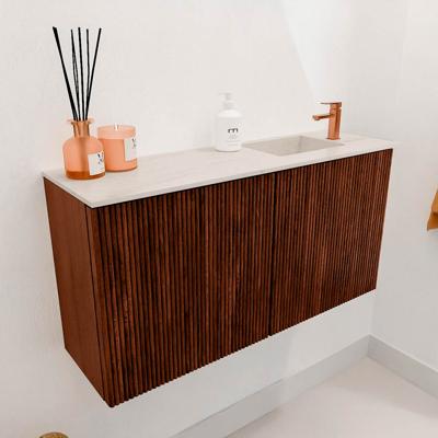 Toiletmeubel Mondiaz Joya Dlux | 80 cm | Meubelkleur Ruby | Faye wastafel Meli Wasbak Rechts | 1 kraangat