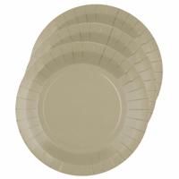 10x stuks feest gebaksbordjes taupe - karton - 17 cm - rond