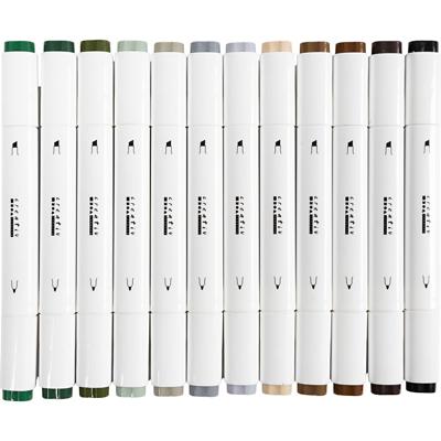 Creativ Company Tekenstift, lijndikte 1+8 mm, natuurlijke kleuren, 12 stuk/ 1 doos