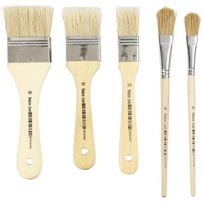 Creativ Company Vernis kwasten, afm 10+16+25+35+50, l: 18,5-21,5 cm, b: 13-50 mm, plat, 10 stuk/ 1 doos