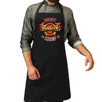 Keukenschort/barbecue schort - best barbecue chef - zwart - cadeau verjaardag - thumbnail