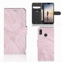 Huawei P20 Lite Bookcase Marble Pink - Origineel Cadeau Vriendin - thumbnail