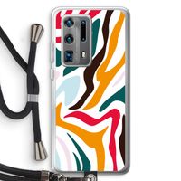 Colored Zebra: Huawei P40 Pro Plus Transparant Hoesje met koord