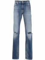 Versace jean droit à effet usé - Bleu