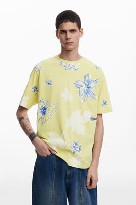 T-shirt met korte mouwen en bladeren - GREEN - XL
