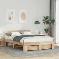 Bedframe met hoofdeinde Bruin 140 x 200 cm Massief grenenhout