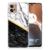 Motorola Moto G32 | TPU | Siliconen hoesje | Marmer Wit Zwart - Origineel Cadeau Man