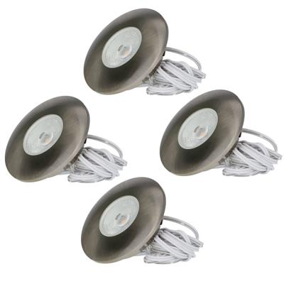 Set van 4 Pavo - Platte LED ipbouwspots met lage inbouwdiepte 12mm - 3 Watt 260 Lumen - 2700K Warm wit - Dimbaar - Rond - Meubelspot - IP44 waterdicht - RVS