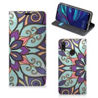 Huawei Y7 hoesje Y7 Pro (2019) Smart Cover Purple Flower
