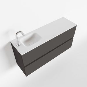 MONDIAZ ADA 100cm toiletmeubel dark grey. LEX wastafel talc links 1 kraangat