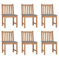Tuinstoelen 6 st met kussens massief teakhout