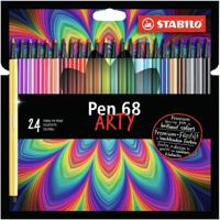 STABILO Pen 68, premium viltstift, ARTY etui met 24 kleuren