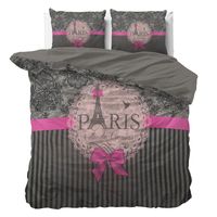 DreamHouse Bedding I Love Paris Pink Dekbedovertrek Lits-jumeaux (240 x 220 cm + 2 kussenslopen) Dekbedovertrek - thumbnail