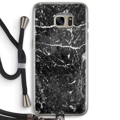 Zwart marmer: Samsung Galaxy S7 Edge Transparant Hoesje met koord