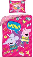 Peppa Pig Dekbedovertrek roze 140 x 200 cm katoen