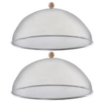 Set van 2x stuks luxe stevige Rvs vliegenkappen/voedselkappen 43 cm