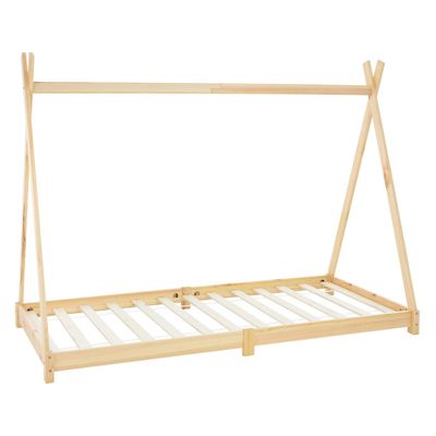 Kinderbed Tipi met lattenbodem 90x200 cm naturel hout ML-Design