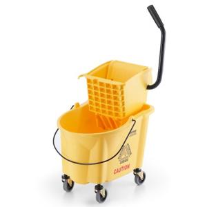 VEVOR Mop Emmer Mop Emmer met Wringer, 26 QT Commerciële Mop Emmer met Zijpers, Mop Emmer en Wringer Combo op Wielen, Professioneel/Industriële/Commerciële Vloerreiniging, Geel