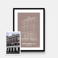 Persoonlijke illustratie met kleur A4 Staand Met Lijst Taupe