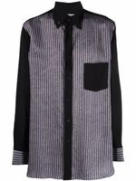 Yohji Yamamoto chemise à fines rayures - Noir - thumbnail