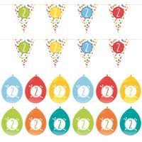 Leeftijd verjaardag 2 jaar geworden feestpakket vlaggetjes/ballonnen - Feestpakketten - thumbnail