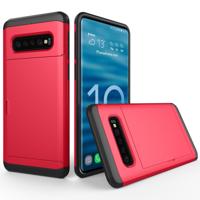 Schokbestendig robuuste Armor beschermende case voor Galaxy S10 met kaartsleuf (rood)