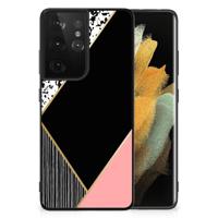 Samsung Galaxy S21 Ultra Backcover Zwart Roze Vormen