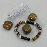 Tijgeroog, Zwart Obsidiaan & Hematiet Armband + 3 Tijgeroog Edelstenen