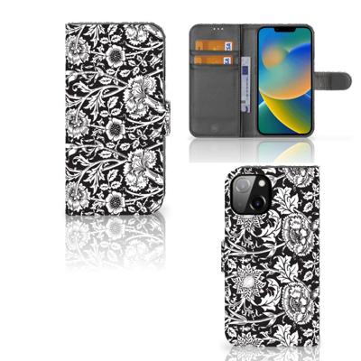 Apple iPhone 14 Hoesje Black Flowers Apple iPhone 14 Hoesje Black Flowers