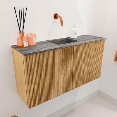 Toiletmeubel Mondiaz Joya Dlux | 80 cm | Meubelkleur Oak | Faye wastafel Sombra Wasbak Midden | Zonder kraangat(en)