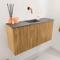 Toiletmeubel Mondiaz Joya Dlux | 80 cm | Meubelkleur Oak | Faye wastafel Sombra Wasbak Midden | Zonder kraangat(en)