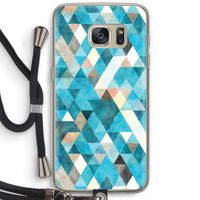 Gekleurde driehoekjes blauw: Samsung Galaxy S7 Transparant Hoesje met koord