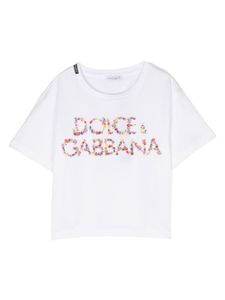 Dolce & Gabbana Kids t-shirt en coton à logo floral imprimé - Blanc