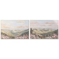 Canvas Home ESPRIT Blauw Groen Berg 120 x 3,5 x 80 cm (2 Stuks)
