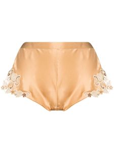 La Perla short en soie à broderies - Tons neutres