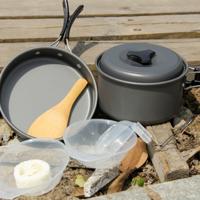 DS-500 Outdoor Camping Ultra lichtgewicht 15 delige kookgerei stapelbaar set voor 4-5 mensen grootte: Large