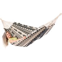 Tweepersoons hangmat - 350x160cm - Zwart - 160kg draagkracht- 100% katoen - binnen & buiten Tweepersoons hangmat - 350x160cm - Zwart - 160kg draagkracht- 100% katoen - binnen & buiten
