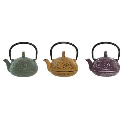 Theepot Home ESPRIT Geel Groen Lila Roestvrij staal Ijzer 300 ml (3 Stuks)