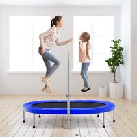 2 Persoons Trampoline met In Hoogte Verstelbare Handvat Mini Trampoline 154 x 90 x 92 -132 cm Blauw