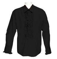 Retro Ruffled Shirt Black-XXL | 23% korting - thumbnail