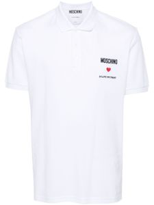 Moschino polo à slogan brodé - Blanc