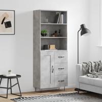 Hoge kast 69,5x34x180 cm bewerkt hout betongrijs