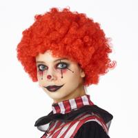 Carnaval verkleed Clownspruik met krulletjes - rood - volwassenen