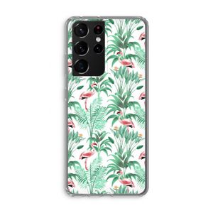 Flamingo bladeren: Samsung Galaxy S21 Ultra Transparant Hoesje